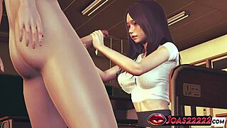 Fille anime timide animation hentai 3D - pipe POV pour grosse bite avec gros plan gorge profonde étouffement et éjaculation faciale chaude sur son joli visage