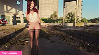 jeny smith caught in public place naked and locked, oh no!