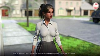 Ragazza bionda tettona universitaria entra nel villaggio strano