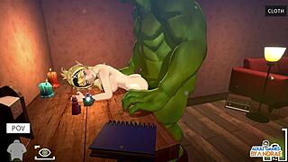 Ep5 サリアがバックを愛する テーブル横セックスポーズ4 - オークマッサージ漫画3D