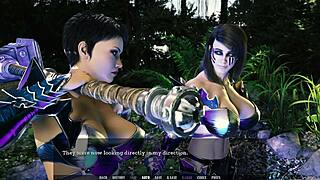 Two milfs share a big white cock