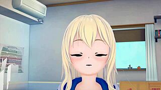 Watch This Blue-Eyed Blonde Anime Cutie Get Fucked Hard With Three Facials!