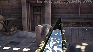 Lara Croft, zal het ontwaakte enorme gigantische demon standbeeld in de tombe je kont en kut vernietigen? 3D geanimeerd