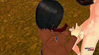 Mikasa jerks eren off before he fucks her passionately