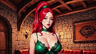 Fantasy sorceress summons dungeon master for intimate ritual