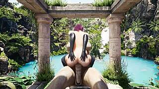 i cosplay as tifa, feeling the statue's big cok in my tight pusy