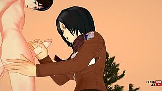 Mikasa drka Erene pa je strastveno jebe