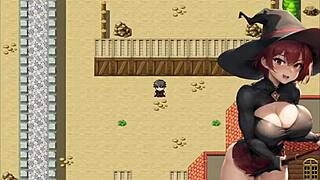 Big-breasted adventurer explores caves with harem.