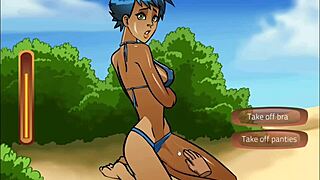 Sur plages chaudes je prends chatte copine dans jeu oppai