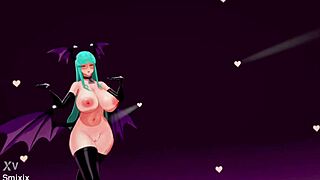 morrigan aensland dances nude then has sex in darkstalkers hentai