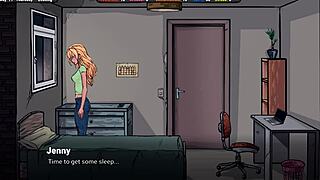 an excited masseur caresses the breasts of an innocent girl in hentai game