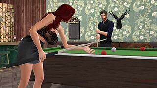 busty redhead fucked hard on billiard table