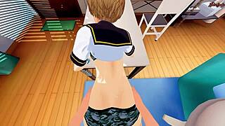 Wow, Chie Satonaka gets fucked and creampied from your POV in Persona 4 hentai!