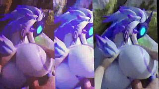 Mixing hot hentai moans in a neon 3D party edit with big tits and monster cocks