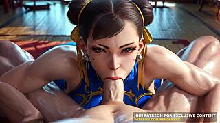 Animação 3D Street Fighter - Chun Li Boquete e Foda Fullnelson Hentai Sem Censura AI