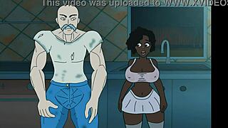 white big uglybastard rough fucks ebony girl with dirty talk in adult cartoon interracial
