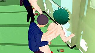 Deku Bakugou Todoroki and Kaminari engage in intense yaoi orgy at UA High School fucked by horny classmates in anime manga gay porn