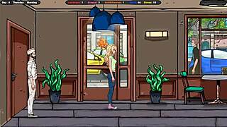 Sweet girl jerks off in shower hentai game!