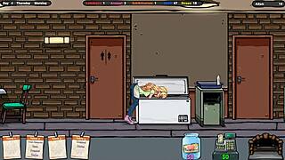 Sweet girl jerks off in shower hentai game!