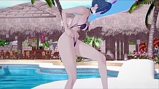 Valentine Nurse in Bikini Performs Footjob and Blowjob