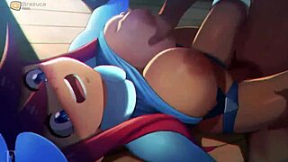 Jag såg ledare Skyla hårdknullad i pokemon-gym, stora tuttar gungar medan hon skriker av njutning