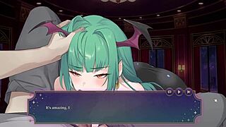 Lustful succubus performs detailed blowjob in hentai game full gallery