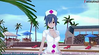 Valentine Nurse in Bikini Performs Footjob and Blowjob