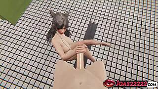 Anime Girl Nakata Teases Big Dick In Public Toilet