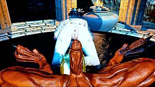 Queen feels hot and bothered in 3d animation hentai