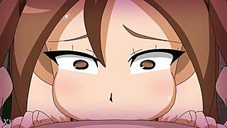 In hentai, a cute girl deepthroats monster cocks lovingly