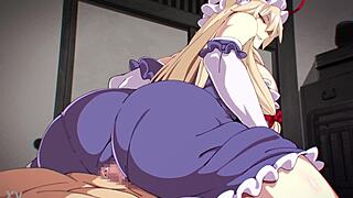 In touhou, blonde rides big cock, her big ass bouncing wildly on cartoonporno.xxx
