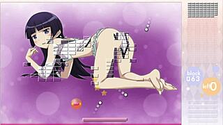 Kuroneko performs striptease during Arkanoid gameplay.