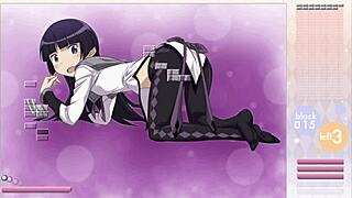Kuroneko performs striptease during Arkanoid gameplay.
