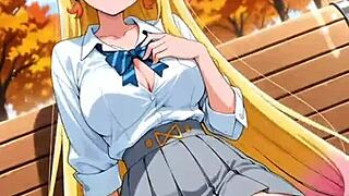 in this casual tale the ai hentai blonde spreads wide masturbating her dripping pussy solo