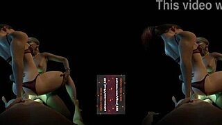 harley quinn and alexa bliss in lesbian threesome dp with glowing strapon orgasm