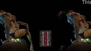 harley quinn and alexa bliss in lesbian threesome dp with glowing strapon orgasm