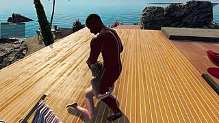 Oh, this blonde slut is blowing that big cock!