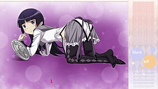 Kuroneko performs striptease during Arkanoid gameplay.