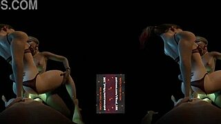 harley quinn and alexa bliss in lesbian threesome dp with glowing strapon orgasm