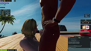 Oh, this blonde slut is blowing that big cock!