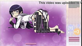 Kuroneko performs striptease during Arkanoid gameplay.