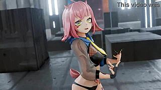 mmd anime girl dances into a teasing striptease she just can't stop