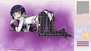 Kuroneko performs striptease during Arkanoid gameplay.