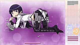 Kuroneko performs striptease during Arkanoid gameplay.