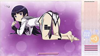 Kuroneko performs striptease during Arkanoid gameplay.