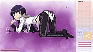 Kuroneko performs striptease during Arkanoid gameplay.