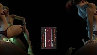 harley quinn and alexa bliss in lesbian threesome dp with glowing strapon orgasm