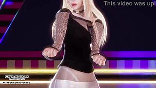 Ahri sways seductively in sexy kpop dance touching body in league of legends uncensored hentai