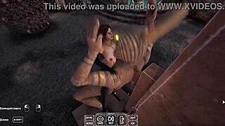 ancient robot statue wakes up slamming huge cock rhythmically into lara croft's dripping pussy non-stop