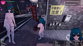 Manaka the femboy flasher struts downtown on her secret uncensored exhibitionism mission in 3d hentai